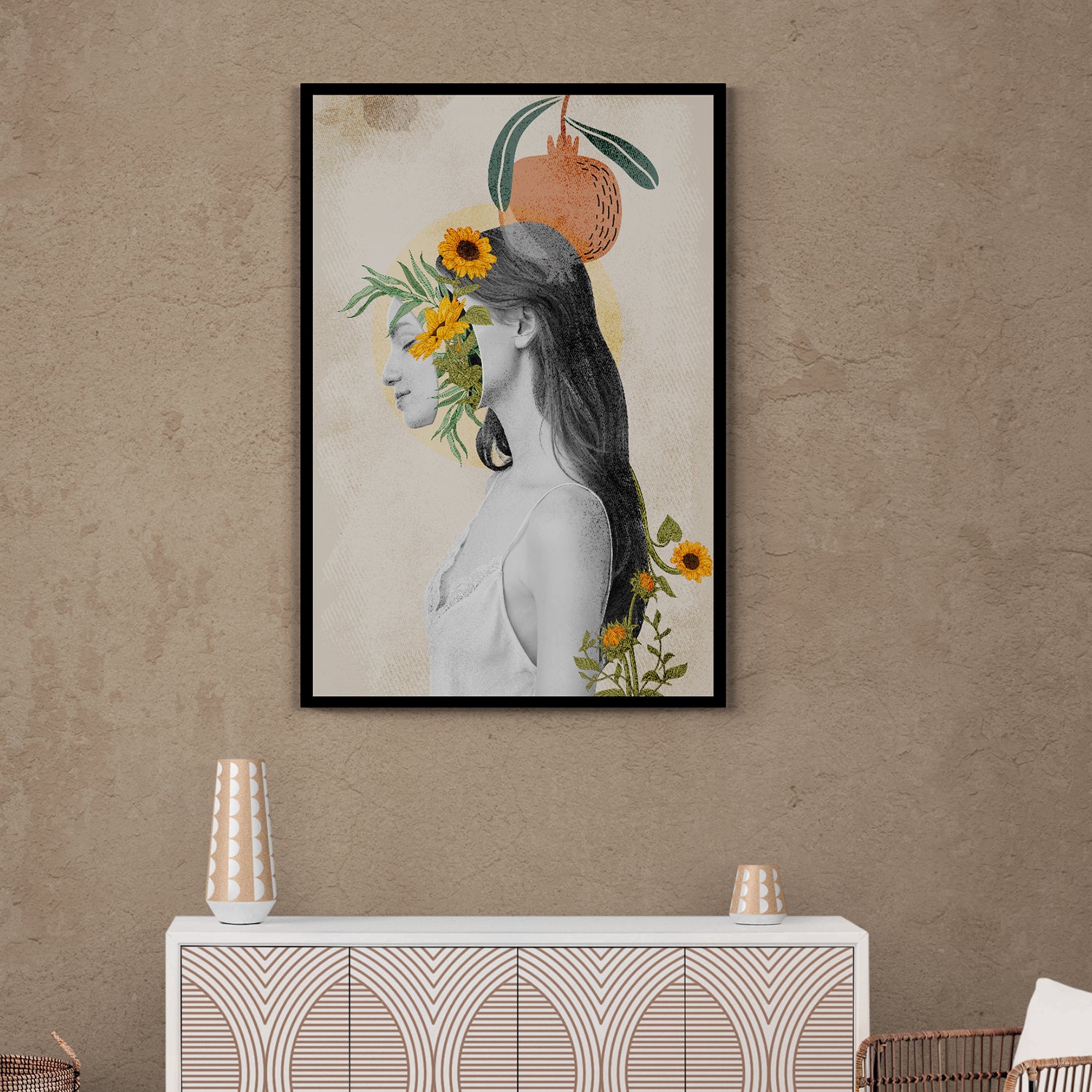 a surreal floral portrait of a woman canvas painting anciq