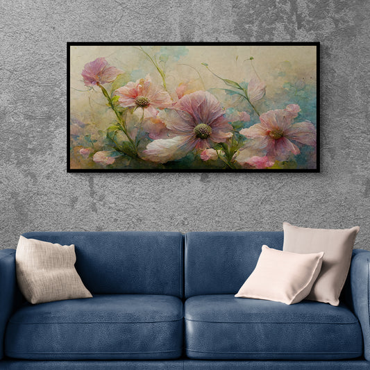 a canvas floral painting for wall decor