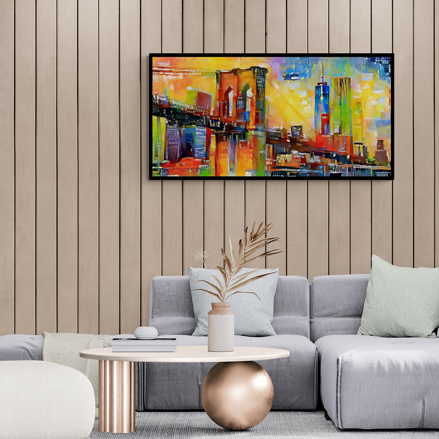 Brooklyn Bridge canvas cityscape painting-Anciq