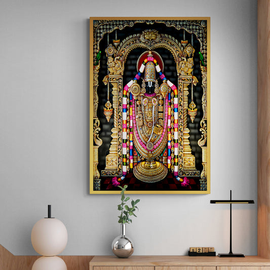 shri ram lalla canvas painting in black and golden