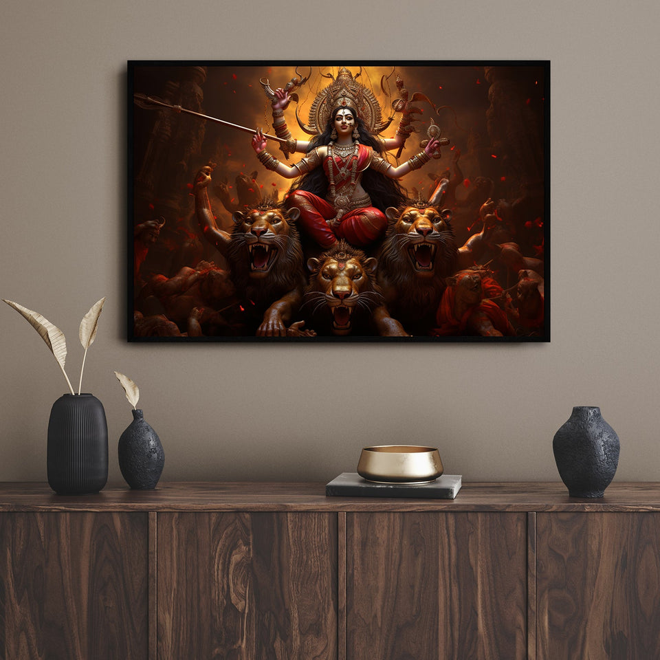Divine protector, Durga Maa on lion.