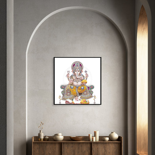 Ganesha on canvas, brings auspicious vibes.